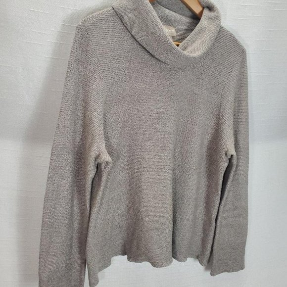 Chicos Sweater Womens 3 (XL) Taupe Cowl Turtleneck Cashmere Blend Long Sleeve - Picture 3 of 10